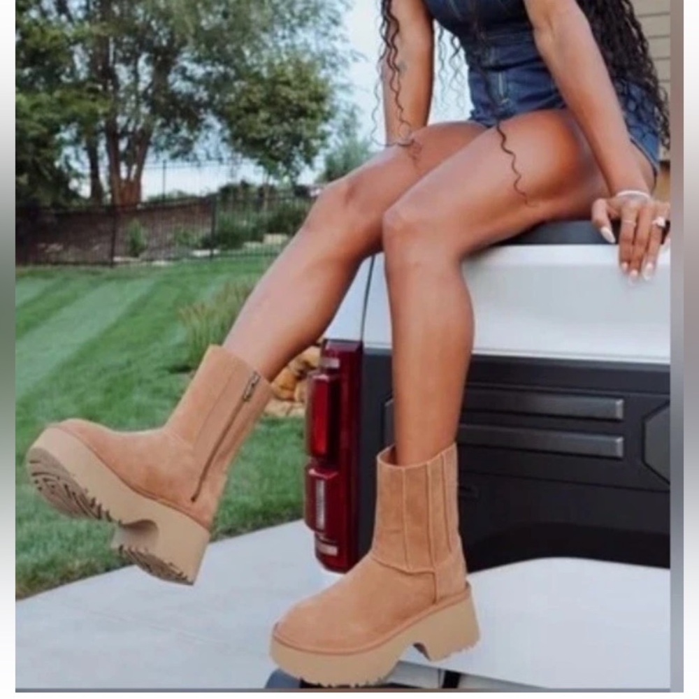 Ugg classic twin seam suede platform boots tan chestnut 10,11
